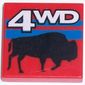 Tile 2 x 2 with White '4WD' and Black Bison Print