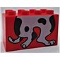 Duplo Brick 2 x 4 x 2 with White Dog, Black Spots, Bottom Half Print