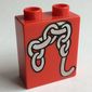 Duplo Brick 1 x 2 x 2 with Chain and Hook Print