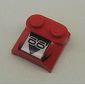 Brick Curved 2 x 2 x 2/3 Two Studs and Lip End with '66', Black Triangle, White Square Print