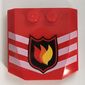 Slope Curved 4 x 4 x 2/3 Triple Curved with 2 Studs and Fire Logo Badge and 3 White Chevrons Print