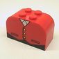 Brick Curved 2 x 4 x 2 Double with Vest with 3 Yellow Buttons Print