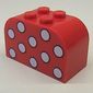 Brick Curved 2 x 4 x 2 Double with Dots White Print