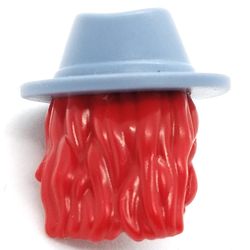 LEGO PART 79989pat0001 Hair and Hat, Long with Sand Blue Hat Pattern ...