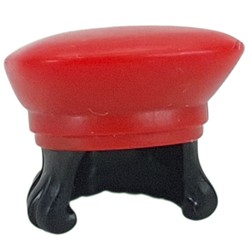 LEGO part 8287pat0001 Hat Wide with Mid-Length Hair Black pattern in Bright Red/ Red