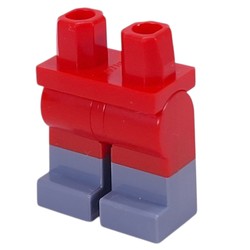 LEGO part 970c22pat24 Hips with Red Legs and Sand Blue Boots Pattern [PLAIN] in Bright Red/ Red