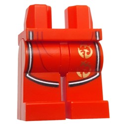 LEGO part 970c22pr0015 Hips and Red Legs with print in Bright Red/ Red