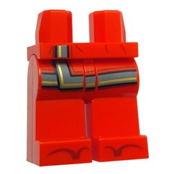 LEGO part 970c22pr0016 Hips and Red Legs with print in Bright Red/ Red