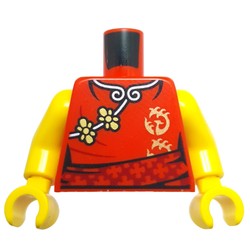 LEGO part 973c01h01pr0043 Torso, Yellow Arms and Hands with print in Bright Red/ Red