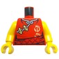 Torso, Tunic, White Trim, Gold Flowers, Symbols, Dark Red Sash print, Yellow Arms and Hands