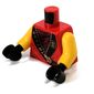 Torso Robe with Black Trim with Asian Characters, Dark Red Undershirt Print (Kai), Yellow Arms, Black Hands