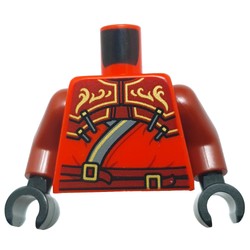 LEGO part 973c10h03pr0009 Torso, Dark Red Arms, Black Hands with print in Bright Red/ Red
