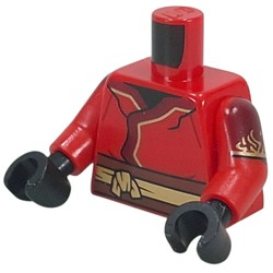 LEGO part 973c22h03pr0013 Torso, Red Arms, Black Hands with print in Bright Red/ Red
