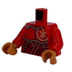 LEGO part 973c22h21pr0001 Torso, Gold Asian Symbol, Gold/Dark Red Armor print, Red Arms, Pearl Gold Hands in Bright Red/ Red