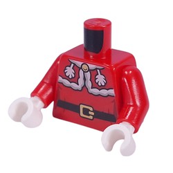 LEGO part 973c22h27pr0001 Torso, White Furls, Collar print, Red Arms, White Hands in Bright Red/ Red