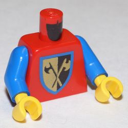 Torso Armor, Crossed Axe Shield Print, Blue Arms, Yellow Hands