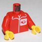 Torso Jacket with Post Office Horn Logo Print, Red Arms, Yellow Hands