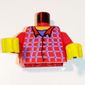 Torso Shirt with Blue Box Stripes and Buttons Print, Red Arms, Yellow Hands
