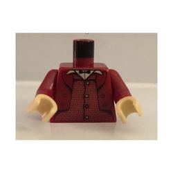 Torso Jacket, Waistcoat, and Bow Tie Print, Dark Red Arms, Tan Hands