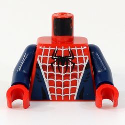 Torso Muscles, Spider Web, Black Spider with Dark Blue Sides Print (Spider-Man), Dark Blue Arms, Red Hands