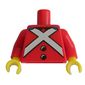 Torso Royal Guard Uniform with Black Buttons and White Crossed Belts Print, Red Arms, Yellow Hands