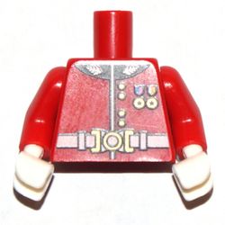 Torso Royal Guard Uniform with Gold Buttons, Two Medals, and White Belt Print, Red Arms, White Hands