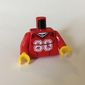 Torso Ice Hockey Shirt, V-Neck and '80' Front and Back Print, Red Arms, Yellow Hands