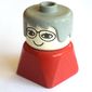 Duplo 2 x 2 x 2 Figure Brick Early, Long Swept Hair Light Gray, Glasses Print