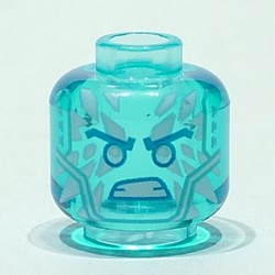 Minifig Head Zane, Medium Azure Angled Eyebrows, White Ice Diamonds, Angry Print