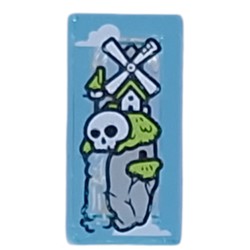 Tile 1 x 2 with Mill, Large Skull, Waterfall on Floating Rock print