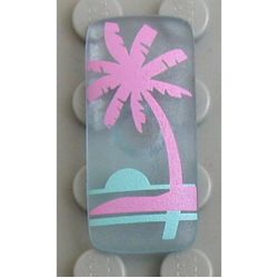 Clikits Icon, Rectangle 3L with Pin, Palm Tree and Sunset Print