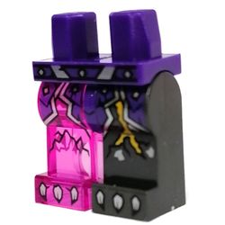 Hips and Pearl Titanium Left Leg, Trans-Dark Pink Right Leg with Dark Purple Lapels, Lightning, Silver Claws print