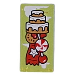 LEGO part 3069bpr9963 Tile 1 x 2 with Cake, Sweets print in Transparent Yellow/ Trans-Yellow