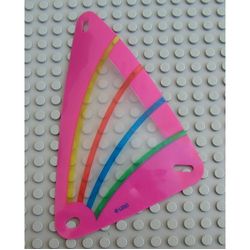 Sail, Windsurfer, 9 x 15 Triangle, with Dark Pink Border and Green, Blue, Red and Yellow Stripes Print