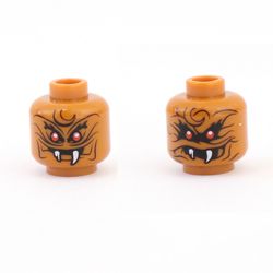 Minifig Head Commander Raggmunk, Dual Sided, Red Eyes, Wrinkles, White Fangs, Narrow Eyes / Wide Eyes, Open Mouth Print [Hollow Stud]