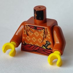 Torso Robe with Yellow Spots, Sash, Knife, Collar Print, Dark Orange Arms, Yellow Hands