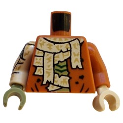 Torso, Odd Arms and Hands, Tan Bandages, Olive Green Scaled Chest print, Left Dark Orange Arm, Tan Hand, Right Tan Arm and Olive Green Hand