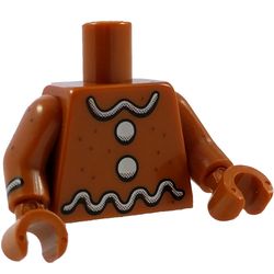 Torso White Icing and Buttons Print, Dark Orange Arms and Hands with White Icing Stripe Print