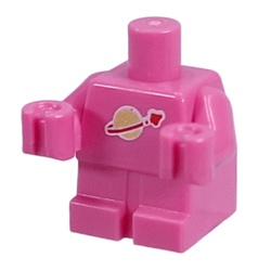 LEGO part 25128pr0001 Baby / Toddler Body with Fixed Arms with Classic Space Logo print in Bright Purple/ Dark Pink