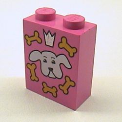 Brick 1 x 2 x 2 with Inside Axle Holder with Dog Biscuit Box Print