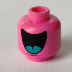 Minifig Head (No Face), Dark Turquoise Tongue, Big Mouth / Small Mouth Print