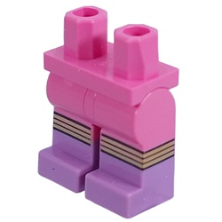 LEGO part 970c36pat33pr0001 Hips with Dark Pink Legs and Medium Lavender Boots Pattern, Gold Knees print in Bright Purple/ Dark Pink