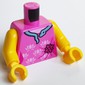 Torso Dress with Bright Pink Flowers, Silver Snake Print, Yellow Arms and Hands