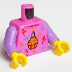 Torso Sweater, Orange Cupcake with Candle, Red, Orange and Blue Decorations Print, Yellow Hands