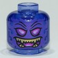 Minifig Head Overlord, Dark Pink Eyes, Yellow Fang Teeth / Swirled Flames print