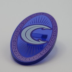 Shield Ovoid with Grip and Light Aqua 'C', Dark Purple Decorations Print