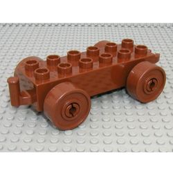 Duplo Car Base 2 x 6 with Brown Wheels and Open Hitch End