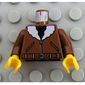 Torso Bomber Jacket with White Collar, Belt, & Black Shirt Print, Brown Arms, Yellow Hands