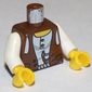 Torso Vest over White Shirt, Slingshot / LEGO Logo on Back Print, White Arms, Yellow Hands