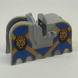 Animal / Creature Accessory, Horse Barding with Lion Heads and Blue and Yellow Print